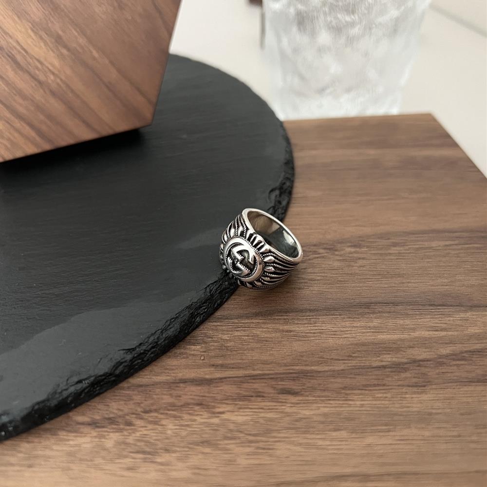 New ArrivalsGucci 925 sterling silver interlocking double G engraved ringWidth 20mmSize 14 16 18 20 22 24TagName  Gucci Ring tagId 10722586