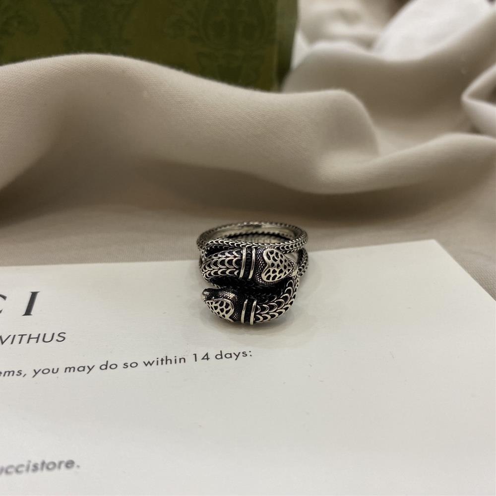 Gucci 925 sterling silver snake retro ringSize 14 16 18 20 22 24 Number R0015TagName