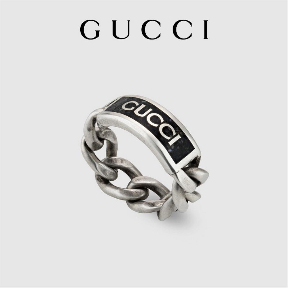 New GUCCI Gucci Enamel Gucci Logo Womens and Mens Silver RingTagName  Gucci Ring tagId 10722586  professional luxury fashion brand agen