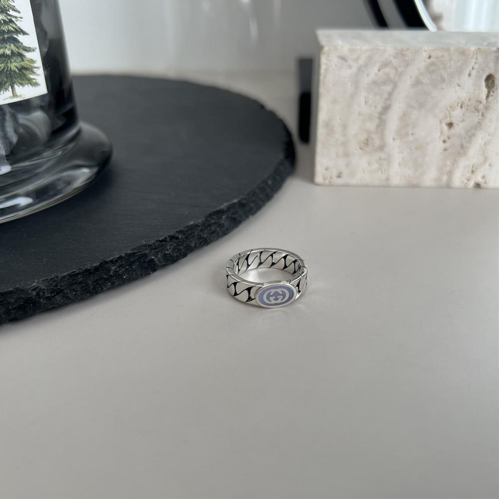 Gucci 925 sterling silver interlocking double G light purple enamel ringSize 12 14 16 18 20 22 24TagName  Gucci Ring tagId 10722586  prof