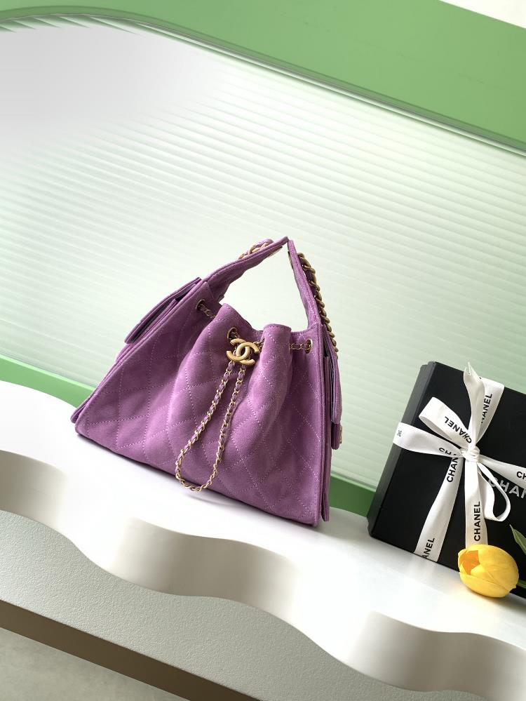 6c bag frosted leatherRetro gold coin button drawstring bucket bag with diamond grid patternClassic chain design full of highend feel essential for