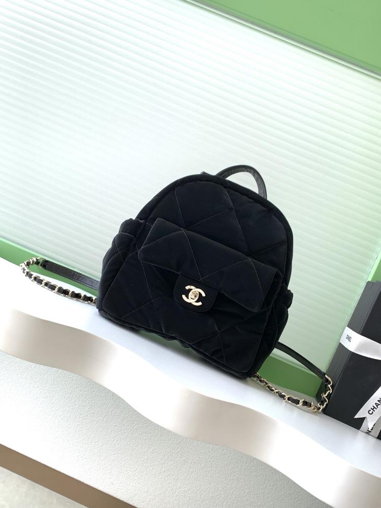 Chanel 25N Black Velvet BackpackVelvet backpacks for skiing season are super beautifulThe