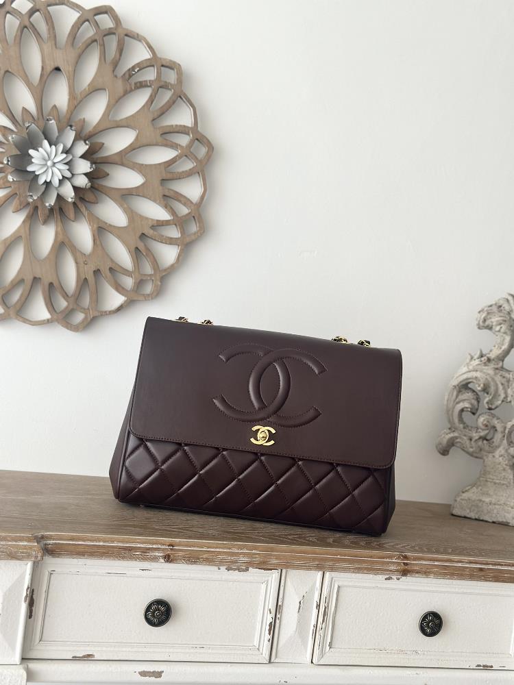 CHANEzp develops a new version of brown sheepskin with 0 full packagingSingle shoulder dou