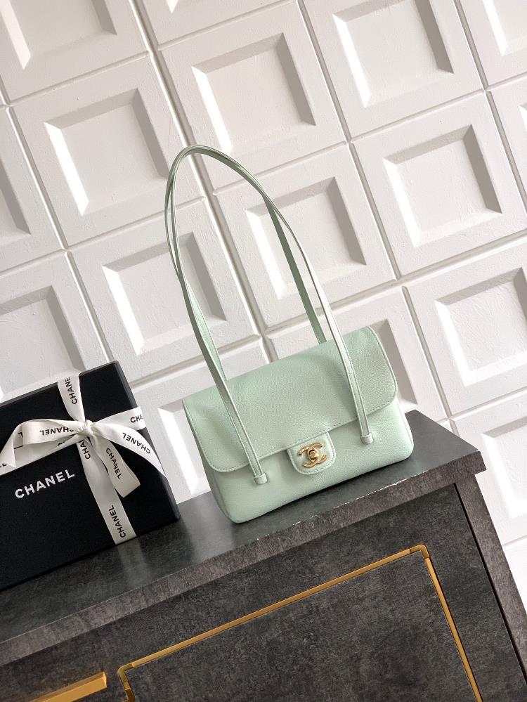 Large size with lock buckle 22cm light gray green OHANEL 26CJennie celebrity style with a touch of fashion style to match the taste This new model