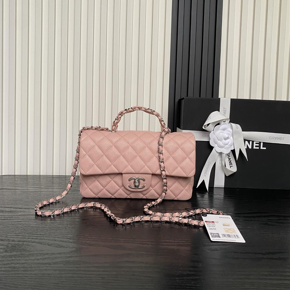 Silver Chain Chanel 25B Double C Logo Handle CF mini AS5702 Exquisite Handle Design More Fashionable Grain Leather with Metal Retro Hardware Texture W