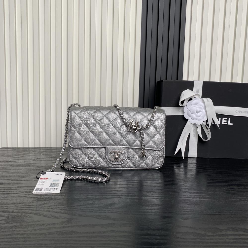 Silver Chain Chanel 25B Exquisite Double CButton CF Series AS5756 Leather with Gold Metal Chain Double C Adjustable Design This Seasons Highlights E