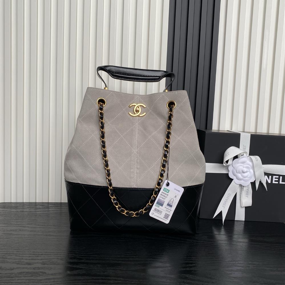 Chanel suede solid edition 25A highend handmade workshop AS5636 hobo is casual elegant unique diamond grid pattern splicing design calf leather w