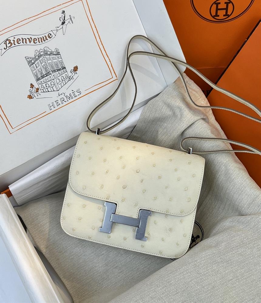 new productConstance Kangkang 19cm KK ostrich skin wool silver buckle handmade wax thread sewn pure steel hardware in stock  professional luxury fash