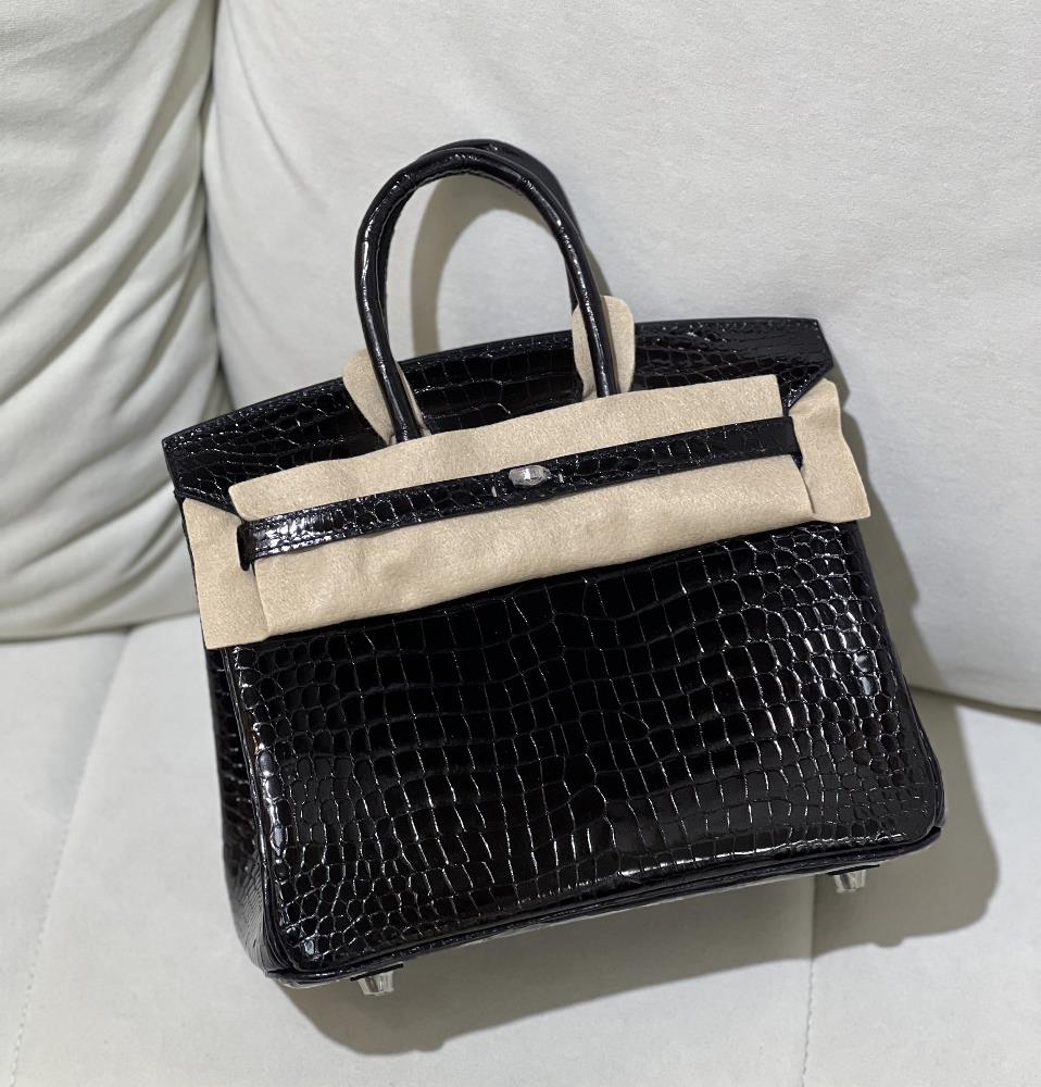 Birkin25 imported hcp Gulf crocodile black silver new product professional luxury fashio