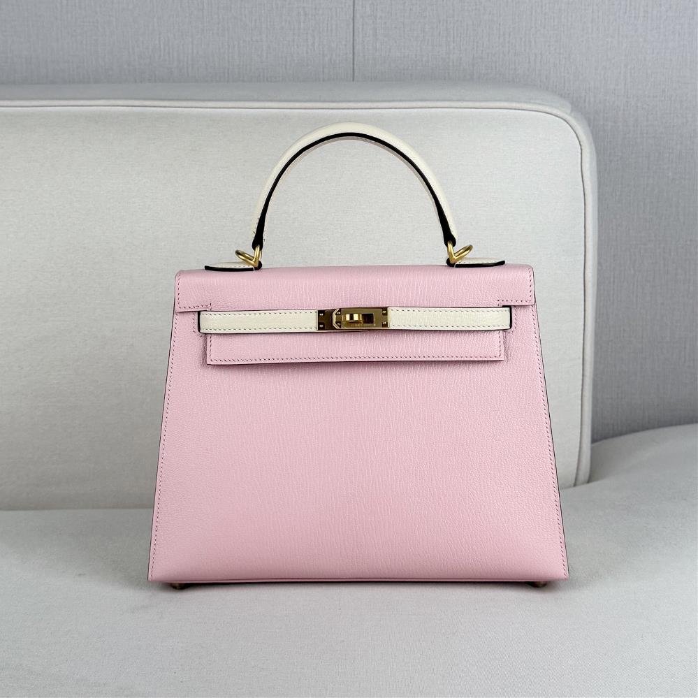 Customer order Kelly 25 cherry blossom powder cream white goat skin frosted gold button with hand sewn M  professional luxury fashion brand agency bu