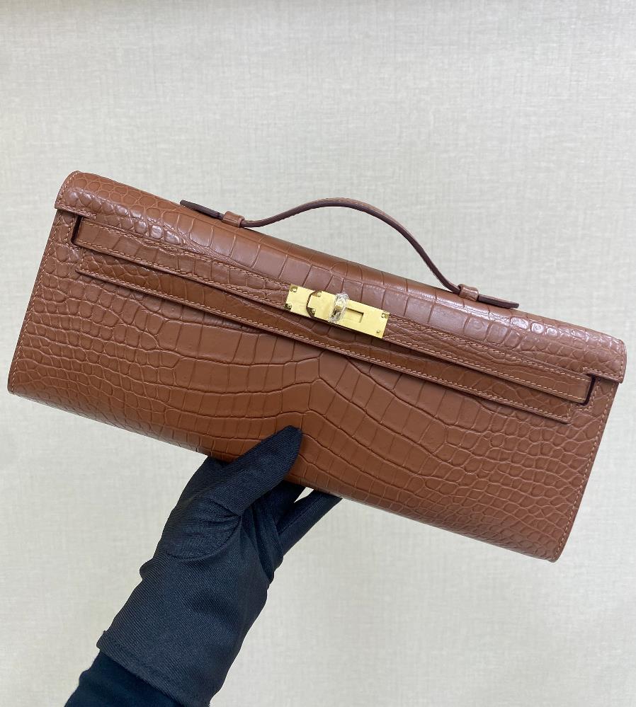 Kelly cut 31cm crocodile skin matte gold brown hand sewn wax thread  professional luxury fashion brand agency businessIf you have wholesale or retai