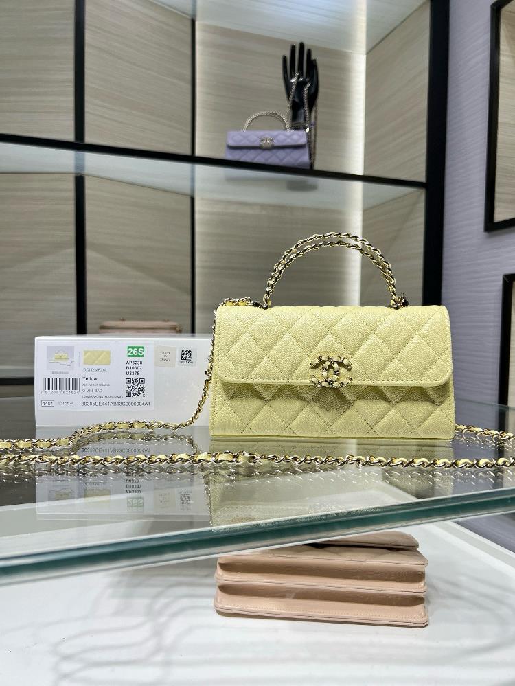 Ohanel 26s New Seasons Hottest Small Ball Leather Kelly Handle Bagchick yellowAP3238Y size 181045cm  professional luxury fashion brand agency busin